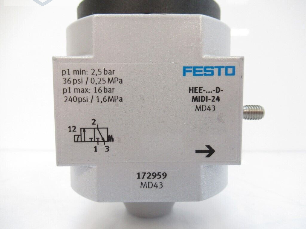 172959 HEE-D-MIDI-24 Festo On-Off/Soft-Start Valves, D Series New