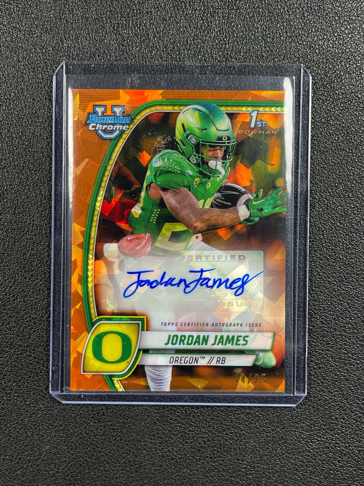 JORDAN JAMES 2024 BOWMAN CHROME UNIVERSITY SAPPHIRE ORANGE REFRACTOR AUTO 14/25