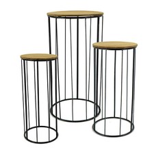 Colonna per piante in metallo - set 3 - tavolino in legno tavolo piante fiori vaso supporto