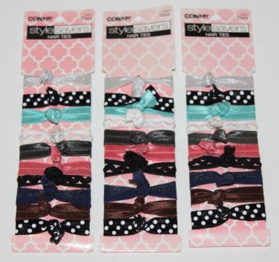 LOT (3) CONAIR STYLE SAVERS HAIR TIES 10 PCS EACH GREAT XMAS STOCKINGS