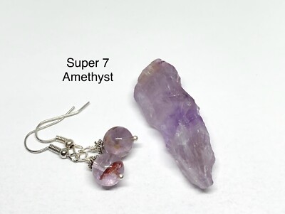Super Amethyst Genuine Stone Crystal Handmade Earrings Set