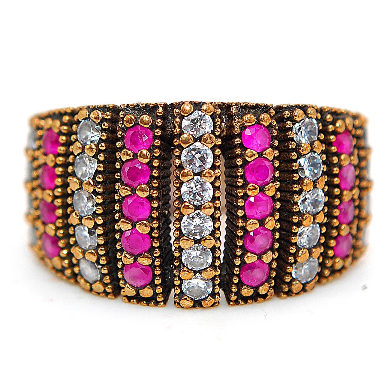 Sterling Silver 925 Ottoman Style 2CT Treated Ruby Ring Size 8 HB3-8