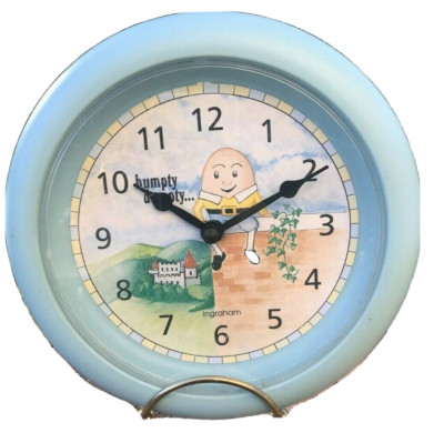 Ingraham Wall Clock Baby Nursery Humpty Dumpty Baby Blue Round Quartz Clock