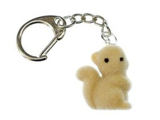 Squirrel Charm Keychain Miniblings Pendant Keyring Flock Beige