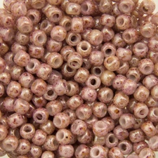 11/0 TOHO ROUND Marbled Opaque Beige / Pink Seed Bead (8g)