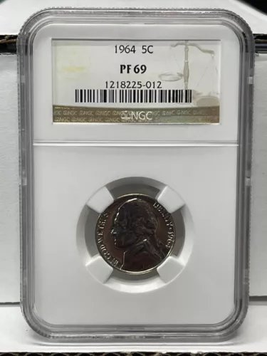 1964 NGC PF69 PROOF THOMAS JEFFERSON NICKEL 5C WHITE LABEL