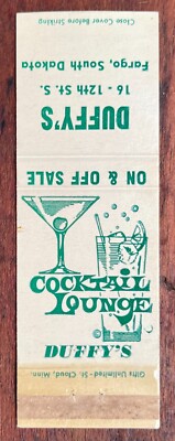 DUFFY'S COCKTAIL LOUNGE Vintage MATCHBOOK Fargo SOUTH DAKOTA