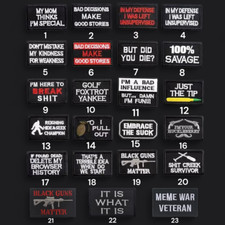 Different Slogan Military Funny Embroidered Hook  Loop/Iron-On 2x3in Patches