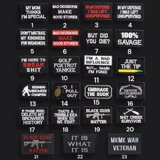 Different Slogan Military Funny Embroidered Hook & Loop/Iron-On 2x3in Patches