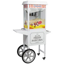 HAXRO Popcorn Machine & Cart 8oz White Retro Style Vintage Parties Non-Stick