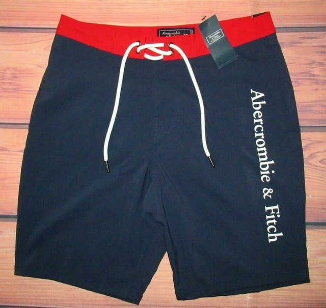 MENS ABERCROMBIE & FITCH NAVY BLUE LINED SWIM BOARD SHORTS SIZE 28 eBay