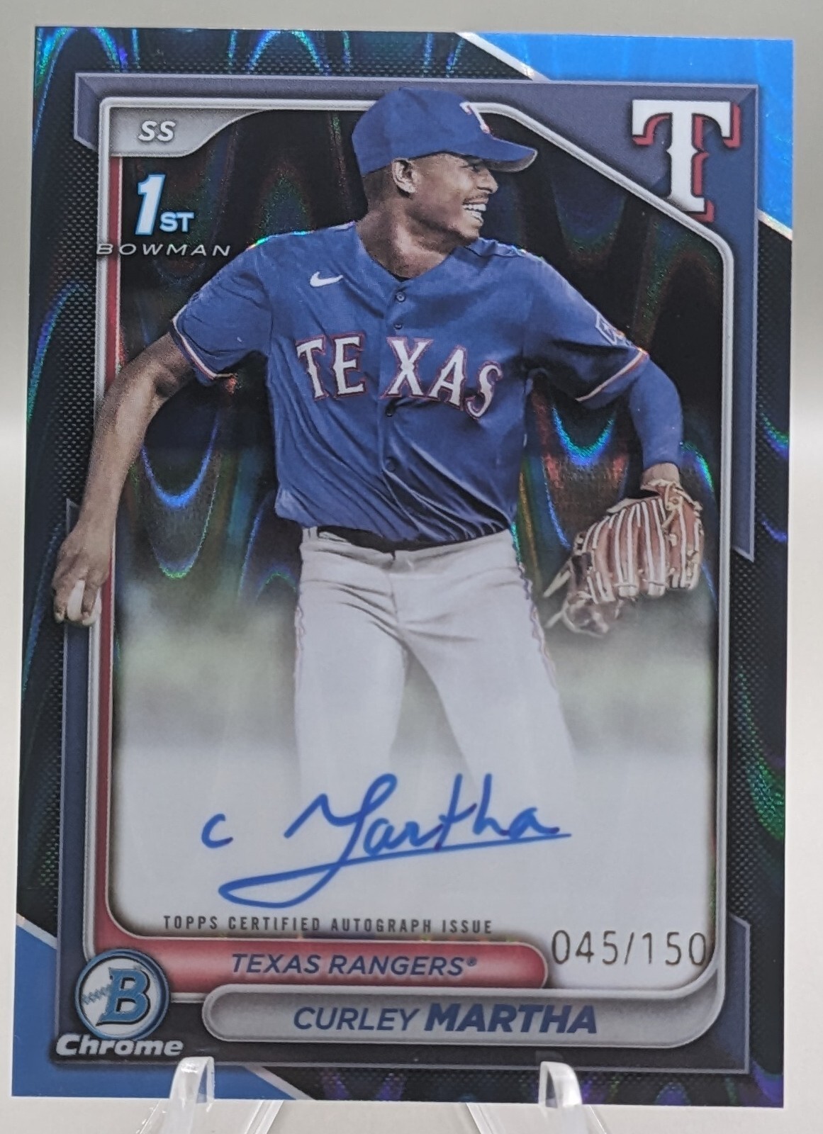 2024 Bowman Chrome CURLEY MARTHA Blue Raywave 1st Bowman Rangers /150 AUTO