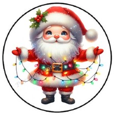 SANTA CLAUS CHRISTMAS LIGHTS ENVELOPE SEALS LABELS STICKERS PARTY FAVORS