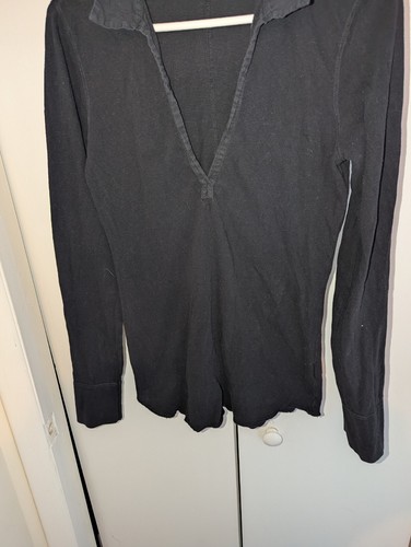 Polo donna manica lunga James Perse taglia 3 nera maglia cotone - Foto 2 di 13