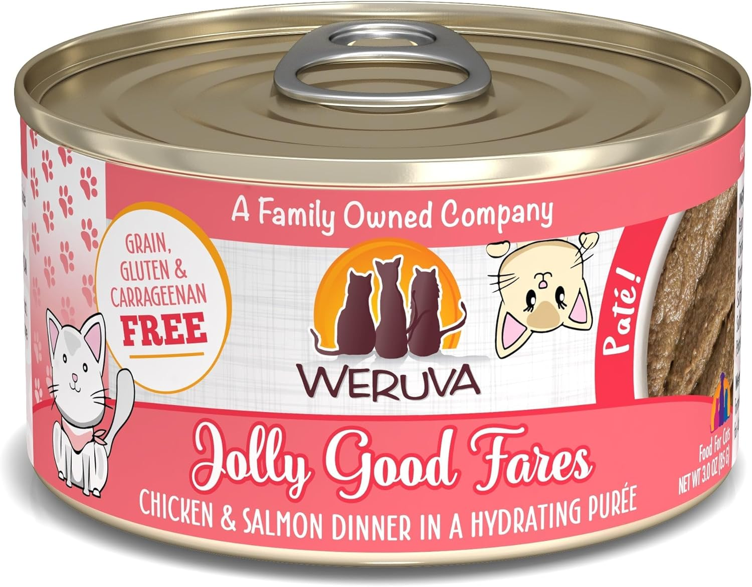 Wet Cat Food, Jolly Good Fares with Chicken and Salmon Pate, 3Oz Can