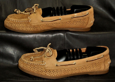 Sperry Top-Sider women's tan perforated leather boat style shoes size US 8.5M