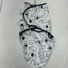 The Peanutshell White Elephant Graphic Cozy Newborn Swaddle Size S/M 0-3M