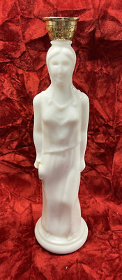 Vtg Skin-So-Soft AVON Milk Glass Perfume Bottle Grecian Athena Figurine Detailed
