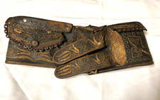Vintage Authentic Austrian Costume Wide Leather Belt /Embroidered  TX32