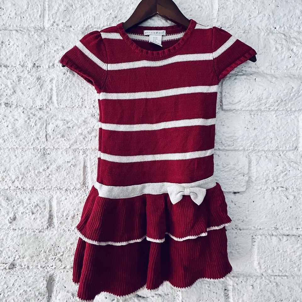 Maggie & Zoe Red   Sweater Dress Bows  Size 4  Christmas Holiday - Image 2 of 4