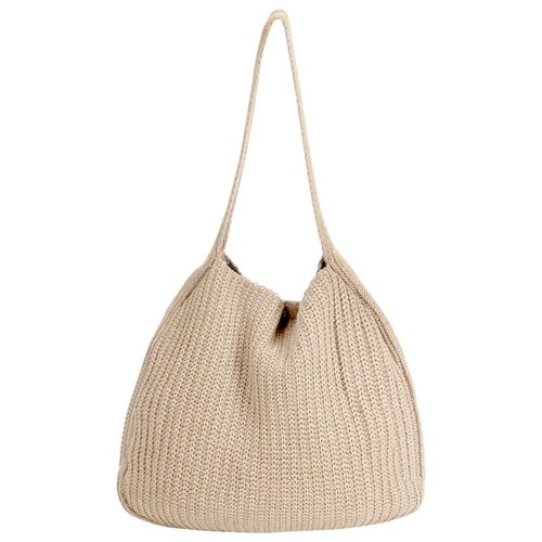 Womens Knitted Shoulder ToteBag Large Crochet Beach Bag Aesthetic Tote Handbag - Picture 15 of 15