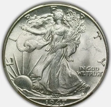 1947 D WALKING LIBERTY HALF CAC MS 63 FROSTED WHITE SATIN MINT BLOOM AND WELL