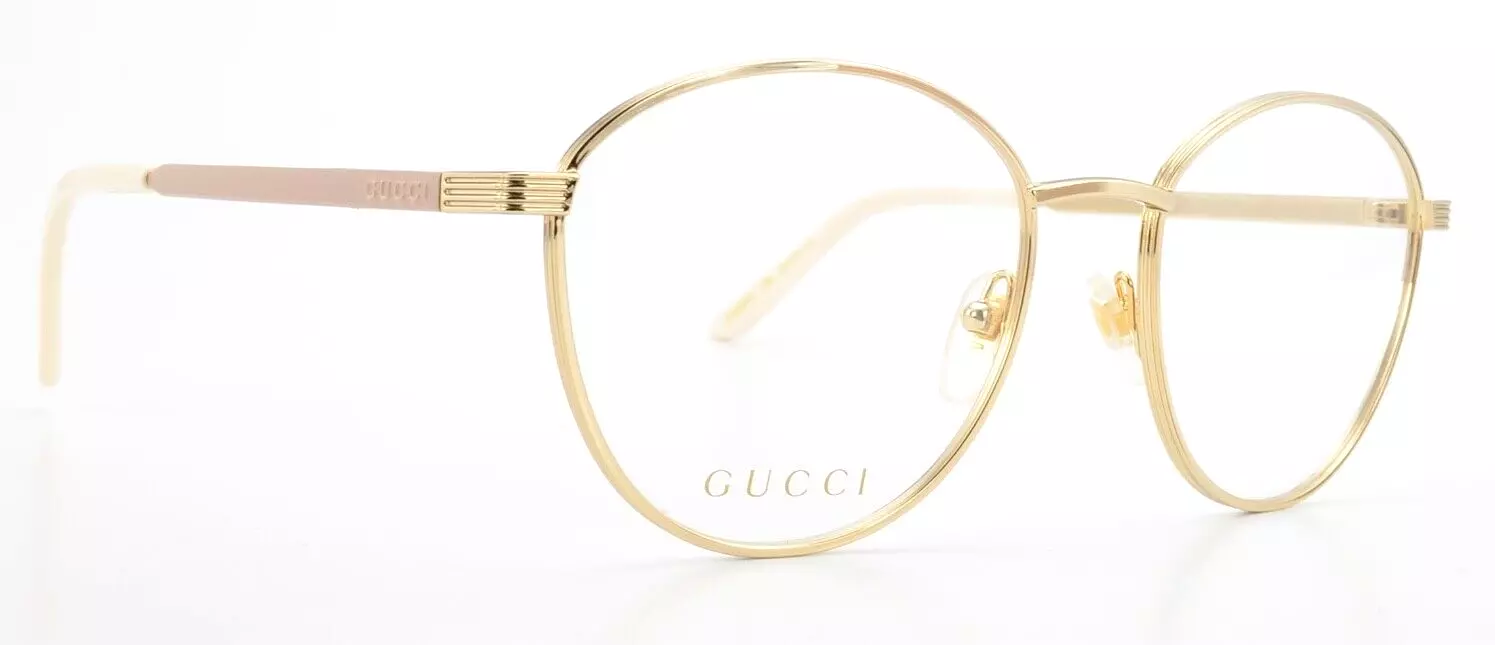 GUCCI Brille GG08060 006 Panto Rund Gold Taupe Elegant Klassisch mit Etui Medium