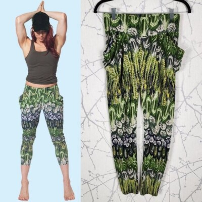 Flow Movement Marlo Fisken Green Artsy Print High Rise Pocket Leggings Women's S