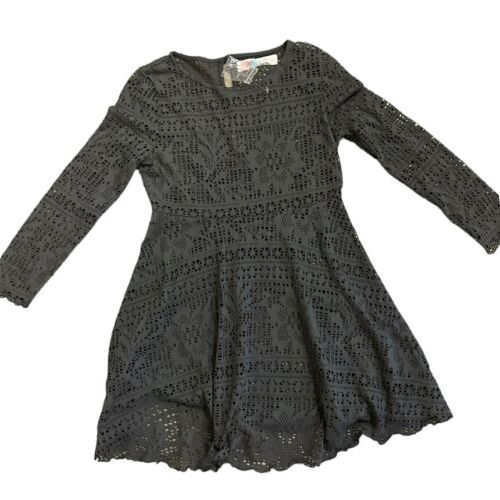 NWT Free People FP Beach Gray Crochet Long Sleeve Cover Up Sz S