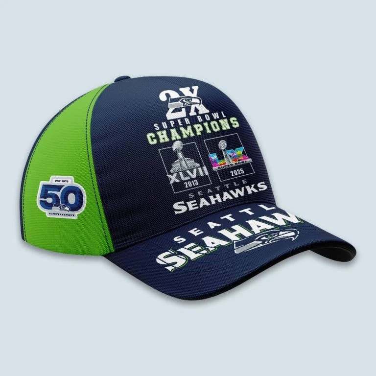 2026 Seahawks 2x Super Bowls Champions Cap