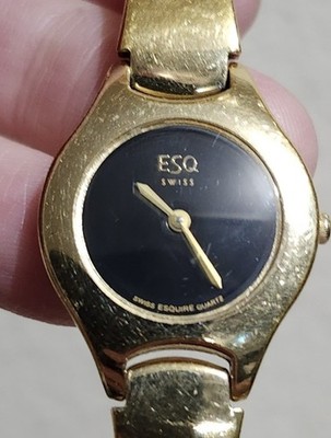 ESQ WOMENS 100563 WATCH GOLD TONE NEW BATTERY SWISS MOVEMENT CLASP