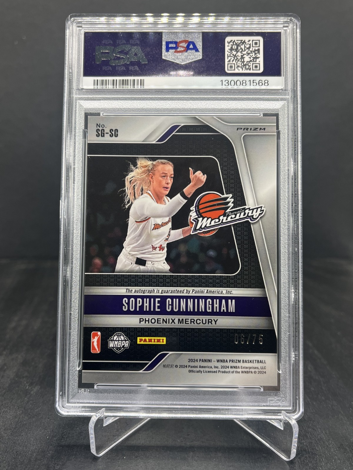 2024 Panini Prizm WNBA Sophie Cunningham Autograph Auto Blue 06/75 PSA 9 #SG-SC view 2