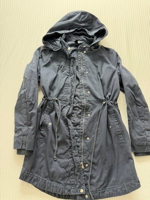 H&M DIVIDED Hooded Drawstring Quilted Parka Jacket Blue Women's US 10
