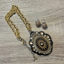 Tarina Taratino Pendant Necklace & Earrings Set - Ornate Victorian Revival Style