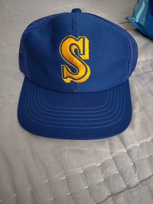 Vtg 80s Rare NWOT MLB Seattle Mariners Blue G Cap Plain Logo Snapback Hat