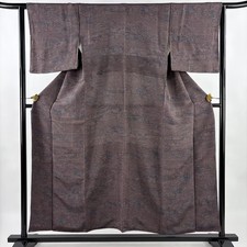 JAPANESE KIMONO FINE PATTERN ASH PURPLE 155cm 5 ft 1 in PURE SILK B1082