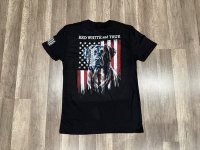Buck Wear Men's Graphic T-Shirt Black Patriotic Dog American Flag Size Large L