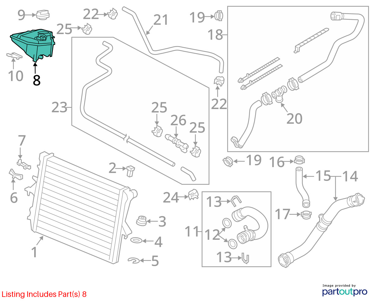 Coolant Reservoir Fits 08-15 AUDI R8 735154