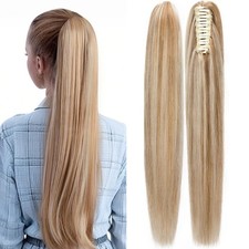 Rich Choices Human Hair Claw Clip Ponytail Extension 14 Inch Balayage Golden