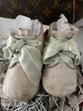 FANCY ANTIQUE Leather VICTORIAN White Silk Ribboned Baby Doll Boots Shoes