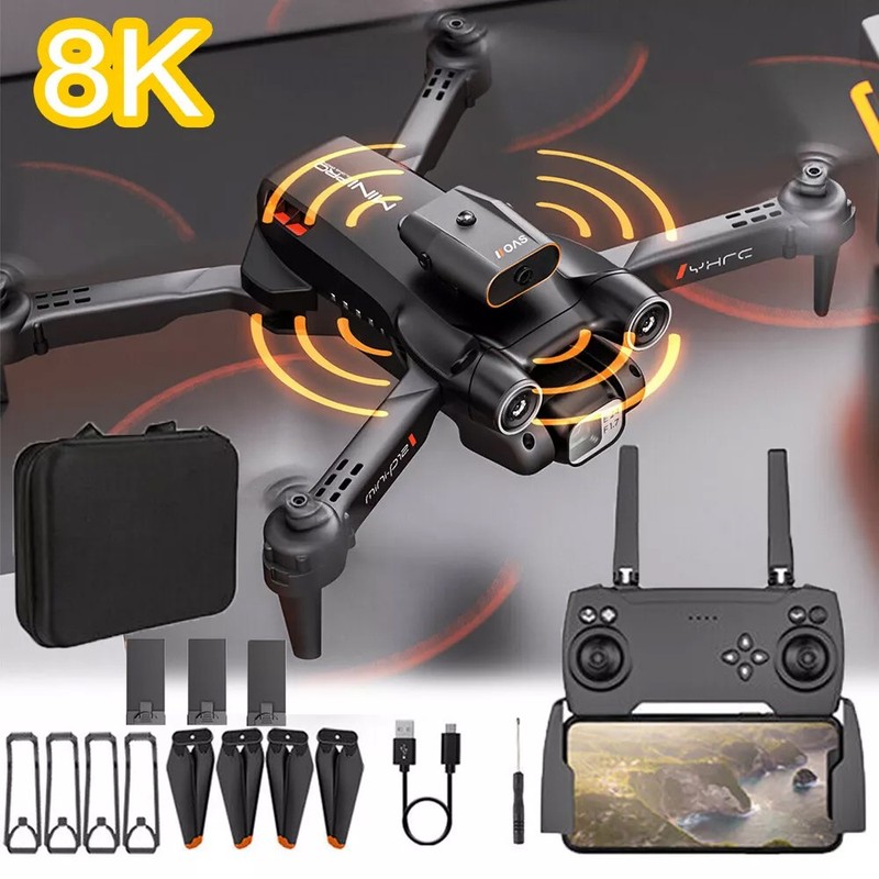 8K HD Drone Dual Camera WIFI FPV  Foldable Selfie RC Quadcopter+3 Batteries