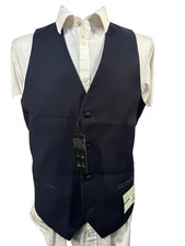 NEW ALFANI Mens Navy Blue SLIM FIT TUXEDO TUX Formal Suit Vest Waistcoat SIZE L