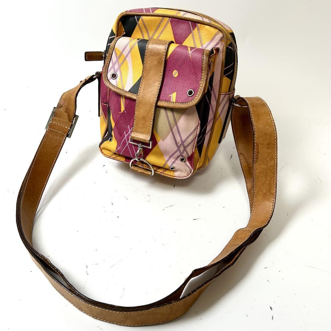 Dior Argyle Check Multicolor Shoulder Bag Authentic Vintage Designer