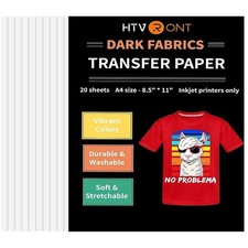 Heat Transfer Paper for Dark Fabric - 20 Sheets, 8.5"x11" Printable Vinyl