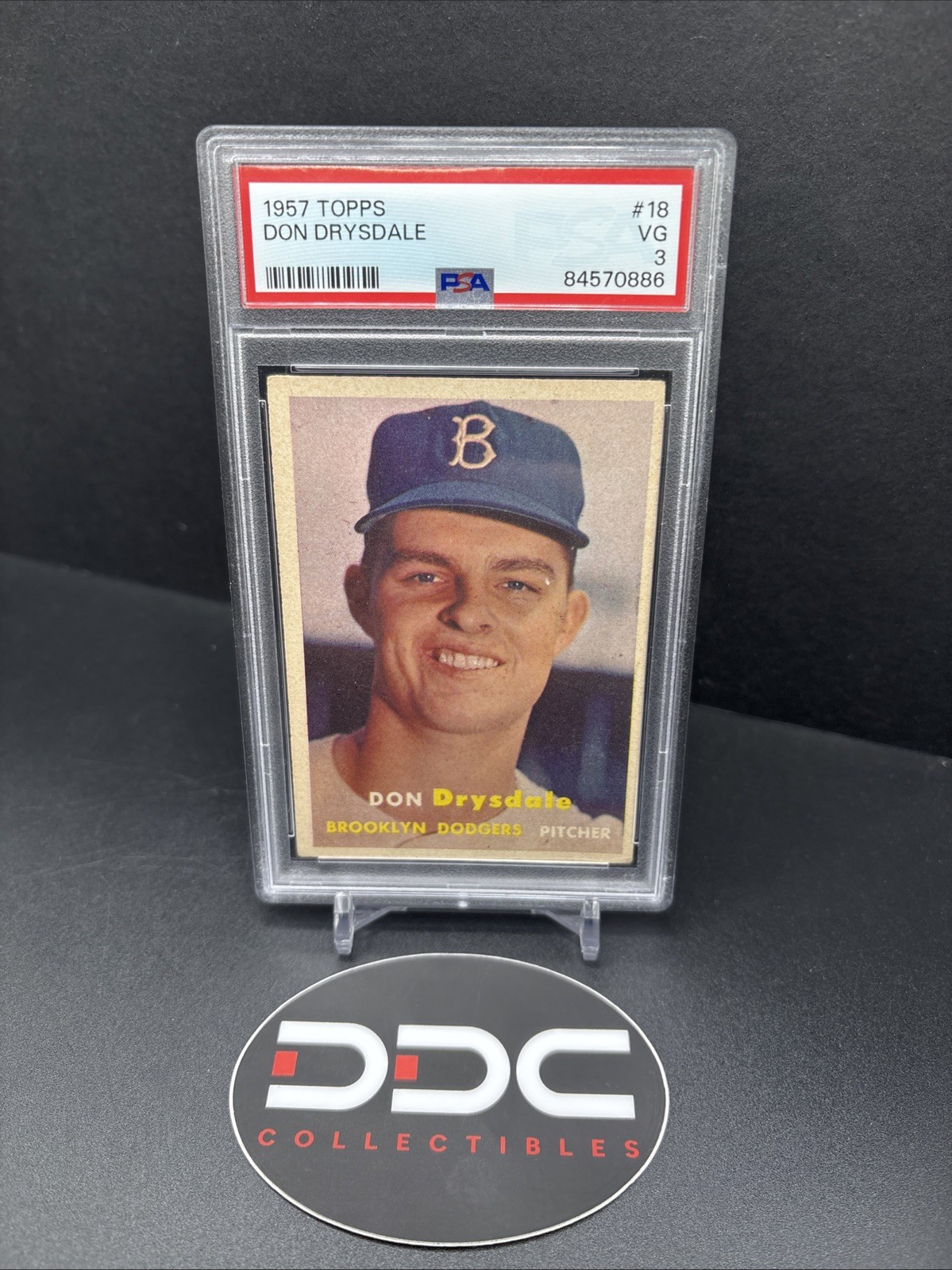 1957 Topps Don Drysdale (RC) #18 PSA 3 - Brooklyn Dodgers
