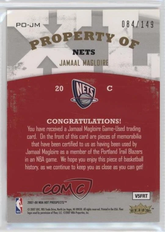 2007-08 Fleer Hot Prospects Property Of Materials /149 Jamaal Magloire #PO-JM - Image 2 of 2