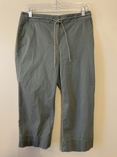 Talbots Women's Army Green Wide Crop Chino Pants Size 6 Petite