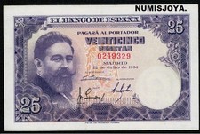Spanish State 25 Pesetas. Year 1954 Isaac Albéniz. No serial number...