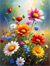 Tile Mural Colorful Wildflower Daisy Bouquet Kitchen Bathroom Wall Backsplash