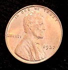1937 P Lincoln Cent Wheat Penny, Lustrous GEM BU RED,Bright Superb from BU roll